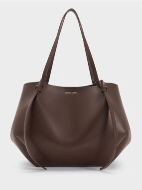 Charles & Keith Brown Leather Tote Bag